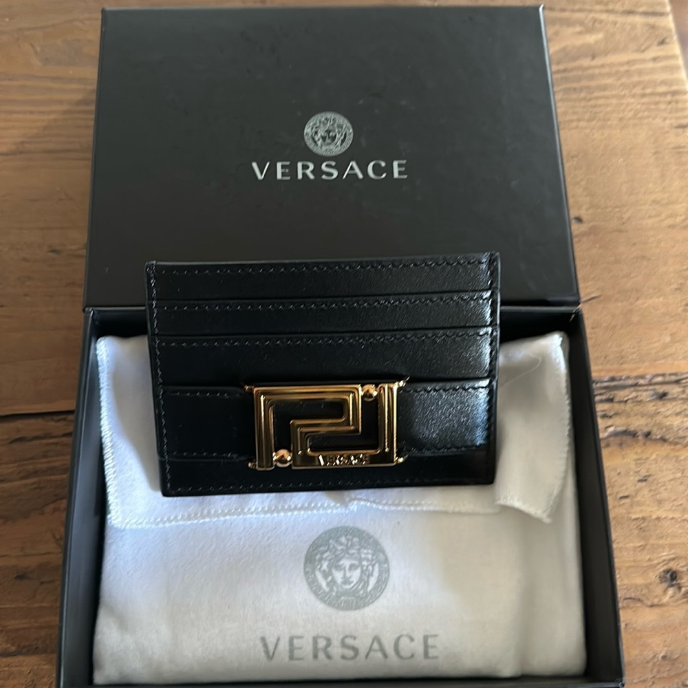 Versace Greca Goddess Leather Card Case